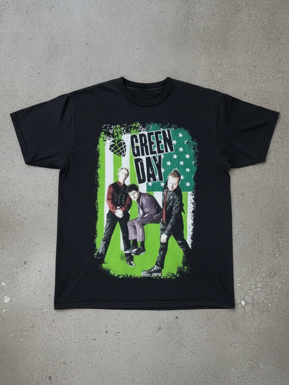Green Day Band Graphic T-Shirt Black Punk Rock Music Tee